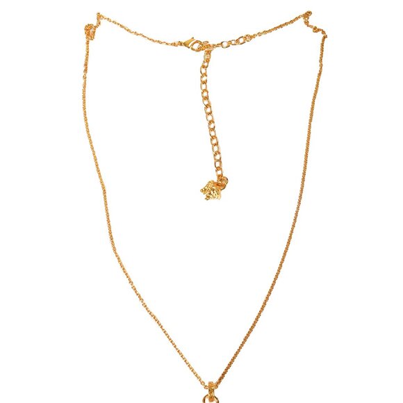 Versace Unisex Gold Color Metal Chain Medusa Head Sparkle Necklace Pendant - Picture 7 of 7